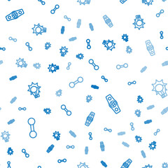 Set line Dumbbell, Boxing belt and Punch boxing glove on seamless pattern. Vector