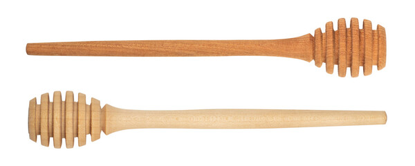 wooden honey spoon isolated on white background