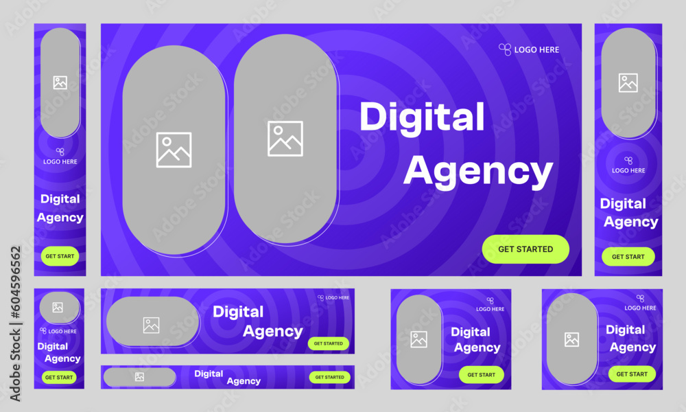 Canvas Prints set of multipurpose digital agency web banner template for social media posts, editable vector eps 1