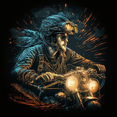 Rev Up Your Engines for an AI-Generated Steampunk Biker on a Motorcycle