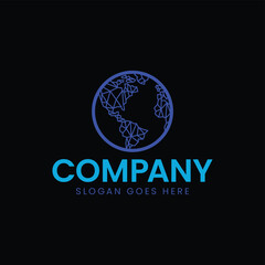 design a modern and minimalist logo globe and tech network