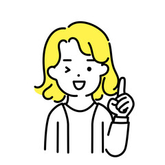 かわいい人物のイラストシリーズ _ 中性的な人物 _ 指差し