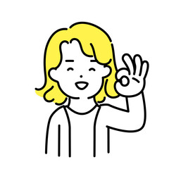 かわいい人物のイラストシリーズ _ 中性的な人物 _ okサイン