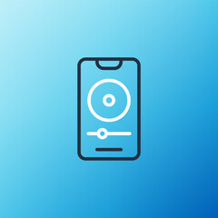 Line Music player icon isolated on blue background. Portable music device. Colorful outline concept. Vector