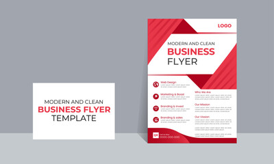 Red business flyer template, clean and modern business flyer design.