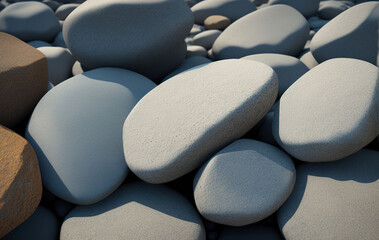 Fototapeta premium Abstract background with round pebble stones. Ai generated technology