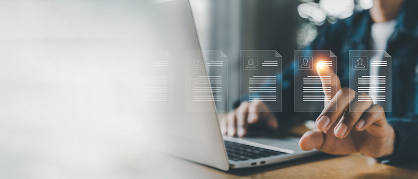 Customer Relationship Management ,Businessman hold of global structure , Data exchanges development. customer service, social media, digital marketing online - Powered by Adobe