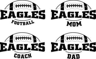 Football - Eagles is a sports team design that includes text with the team name and a football graphic. Great for Eagles t-shirts, mugs, advertising and promotions for teams or schools.