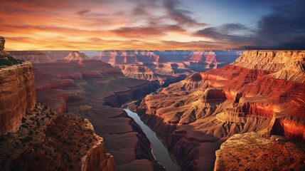 a grand canyon and the rocky cliffs. generative AI