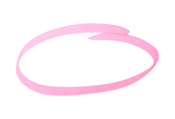 Ellipse drawn with pink marker on white background, top view