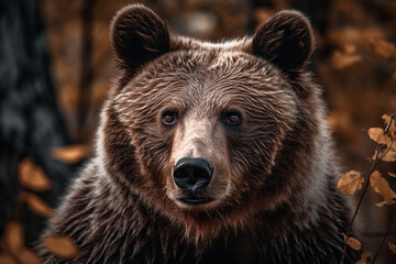 Fototapeta premium Brown bear in the woods. generated ai