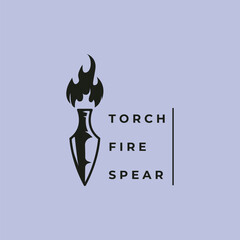 torch icon logo vector line art symbol illustration design,head spear logo vintage design