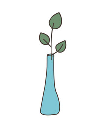  Green leaves in a blue vase.