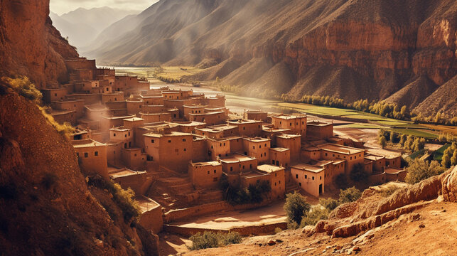 a traditional Berber village. generative AI