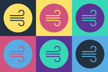 Pop art Windy weather icon isolated on color background. Cloud and wind. Vector