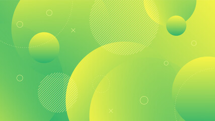 Modern Abstract Background with Motion Round Circle Memphis Retro and Yellow Green Gradient Color