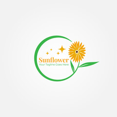 Fototapeta na wymiar Sunflower Vector Logo Design, Logo Design for flower shop, boutique, beauty, florist, this logo is suitable for your business