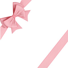 3D Render Realistic Cute Pink Ribbon