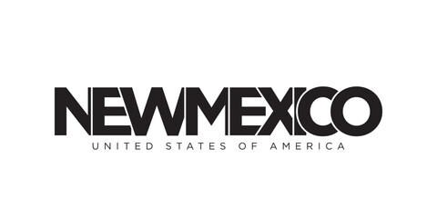 New Mexico, USA typography slogan design. America logo with graphic city lettering for print and web.