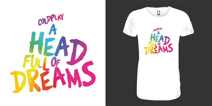 COLDPLAY clothing design, typography, colorful, print ready, vector illustration, modern style t-shirt, tee, suitable for teens.