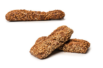 Loaf of bread with sunflower seeds isolated on a white background.