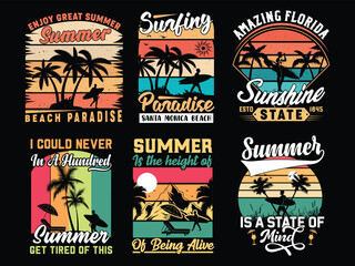 Summer, beach, sunset, palm tree, coconut tree, summer vector t-shirt design, print design, print on demand, summer bundle design, beach bundle design