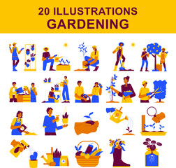 Fototapeta premium Gardening Activity Illustration Set