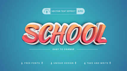 School - Editable Text Effect, Font Style