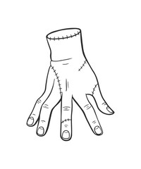 Creepy cut of hand with scars. Vector isolated cut off hand. Wednesday Thing.