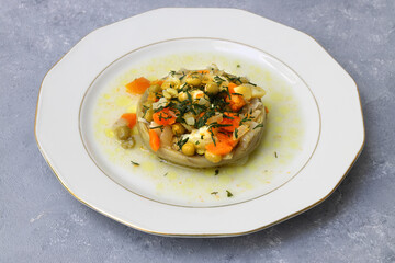 Home made artichoke with olive oil from Turkish cuisine