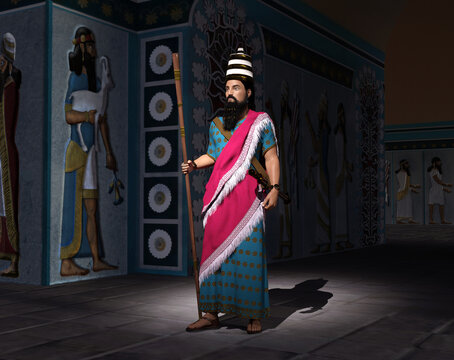 3d illustration of Sargon II, king of the Neo-Assyrian Empire from 722 BC to 705 BC