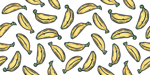 Bananas fruit summer exotic pink and yellow wallpaper design. Seamless pattern