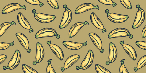 Bananas fruit summer exotic pink and yellow wallpaper design. Seamless pattern
