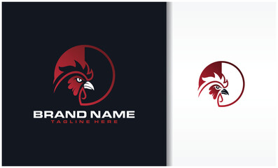Circle head rooster, chicken logo design inspiration