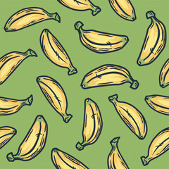 Bananas fruit summer exotic pink and yellow wallpaper design. Seamless pattern