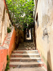 Obraz premium Narrow streets and stairs in Casbah of Algiers 