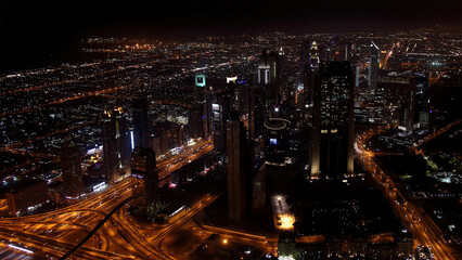 Dubai at night from Burj Khalifa