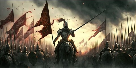 Fantasy medieval battle by ai generative