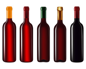 Wine bottles isolated on white