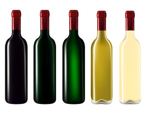 Wine bottles isolated on white