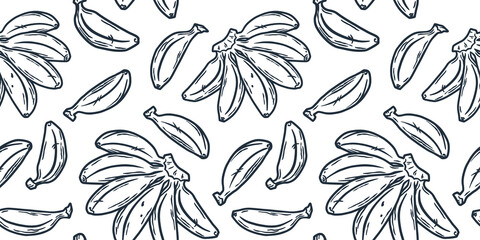 Banana fruit summer seamless pattern wallpaper. Fresh yellow bananas