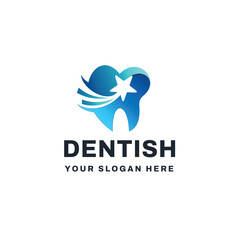 Fototapeta premium Dental clinic illustration with star logo vector icon illustration