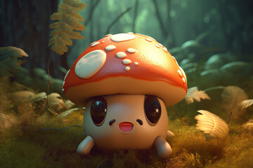 Cute mushroom 3D Generative Ai