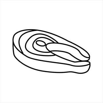 recommend clip art: Illustration with fresh raw salmon steak. Fish fillet. Natural marine product. Concept of seafood. Vector illustration can be used for topics like cuisine, market place. Sushi ingredients design