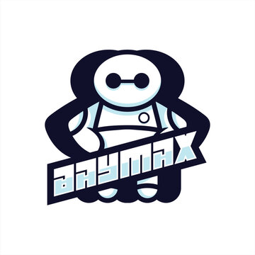 baymax robot mascot vector logo illustration
