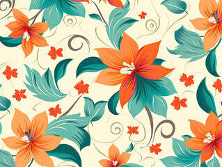 Fototapeta na wymiar Seamless floral pattern created with Generative AI