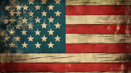 Fototapeta na wymiar American flag painted on wooden background created with Generative AI