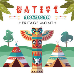 Native American Heritage Month poster banner vector