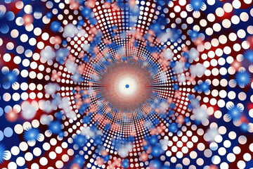 Abstract background with red, white, and blue circles created with Generative AI