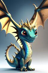 Fototapeta premium A Super Cute Fantasy Dragon Character Generative Ai Digital Illustration, generative ai